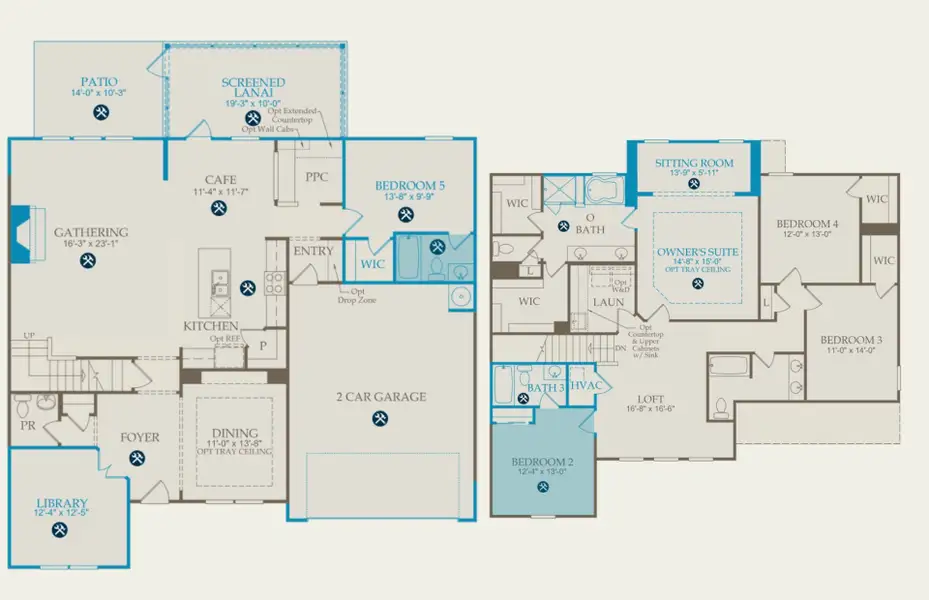 2D floor plan layout of this home in Midpoint at New Riverside, Bluffton, SC (Image 4).