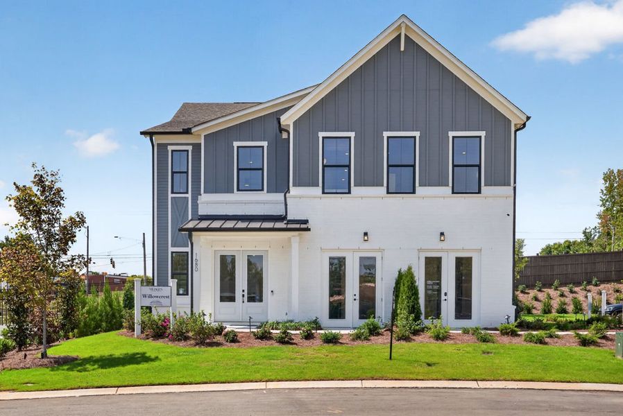 Representative exterior photo of a completed home built from the Willowcrest by John Wieland in Villages at Sharon Springs, Cumming, GA (Image 28).