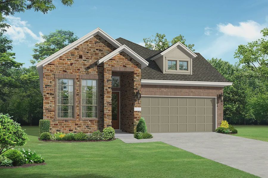 Representative exterior photo of a completed home built from the Oakley by Chesmar Homes in Brookewater 45's, Rosenberg, TX (Image 12). Representative exterior photo of a completed home built from the Oakley by Chesmar Homes in Brookewater 45's, Rosenberg, TX (Image 12).