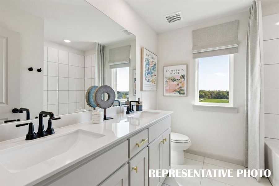 Guests will appreciate their own vanity space in this thoughtfully designed guest bath. REPRESENTATIVE PHOTO Guests will appreciate their own vanity space in this thoughtfully designed guest bath. REPRESENTATIVE PHOTO
