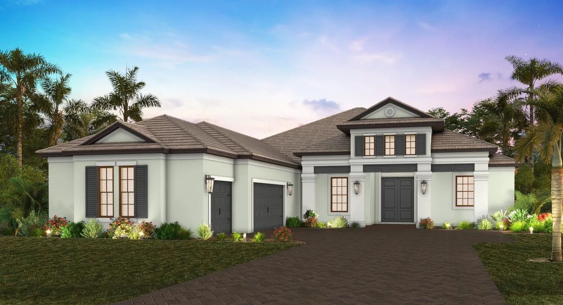 Representative exterior photo of a completed home built from the Pebble Beach by Neal Signature Homes in Tideline, Bradenton, FL (Image 4).