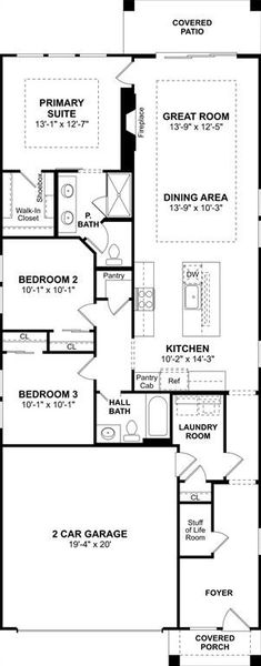 2D floor plan layout of this home in Heritage Ranch, Sherman, TX (Image 2).