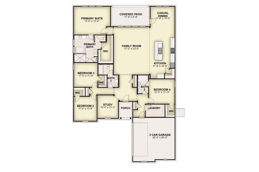 2D floor plan layout for the Henry 70 FT by Rockwell Homes in Nelson Lake Estates, Rockwall, TX (Image 3).