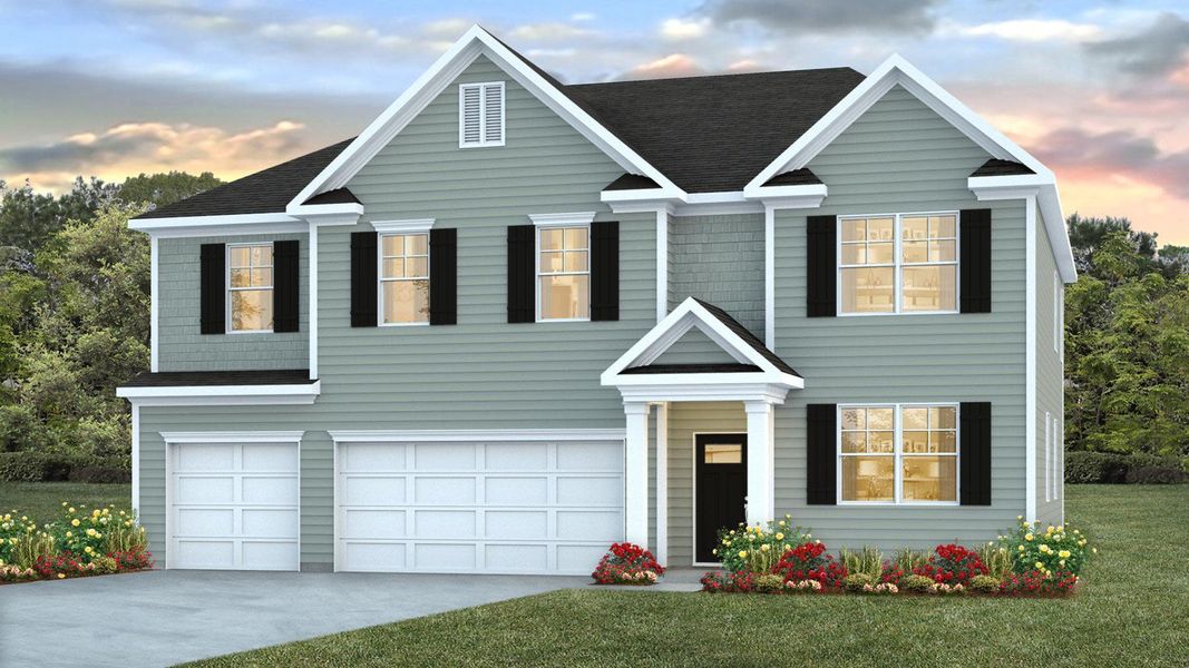 Representative exterior photo of a completed home built from the MANSFIELD by D.R. Horton in Carolina Groves, Moncks Corner, SC (Image 19).