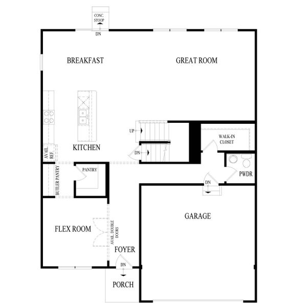 2D floor plan layout for the Coventry by D.R. Horton in Royal Oak South, Corpus Christi, TX (Image 5). 2D floor plan layout for the Coventry by D.R. Horton in Royal Oak South, Corpus Christi, TX (Image 5).