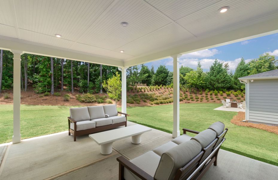 Exterior details and patio area of a home in Del Webb at Lake Oconee, Greensboro (Image 24).