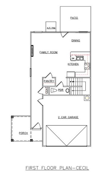 2D floor plan layout for the Cecil - Single Family Homes by Dream Finders Homes in Crossvine Village, LaGrange, GA (Image 5).