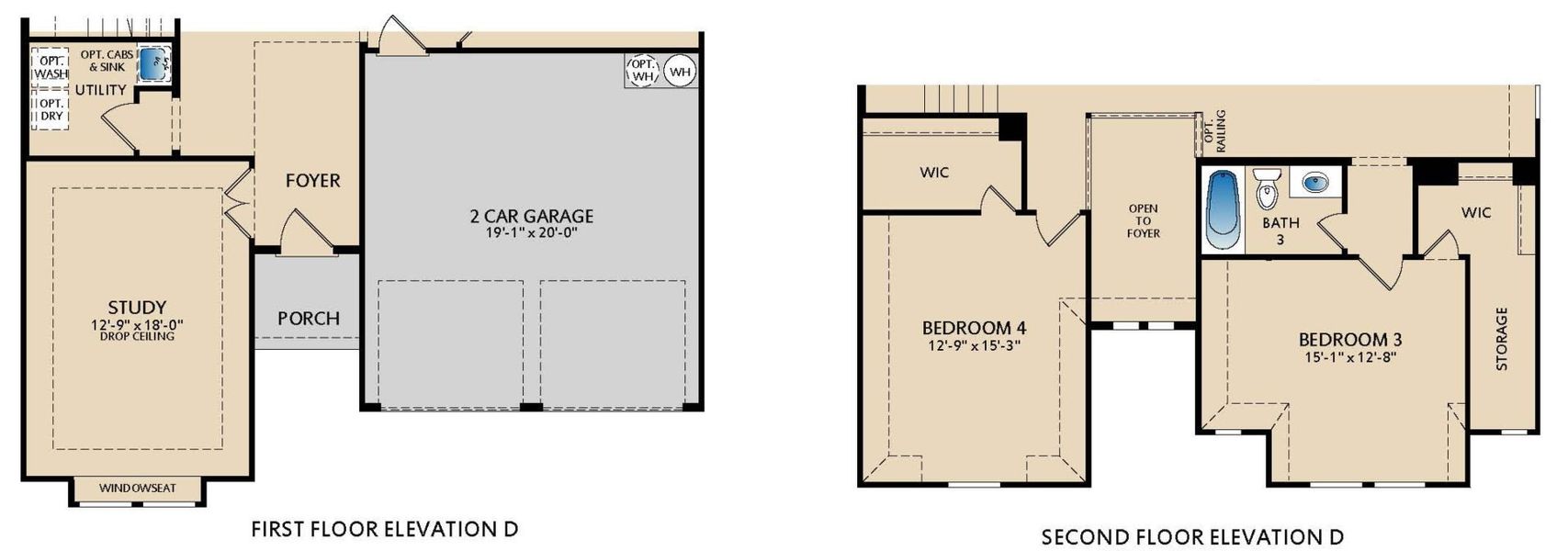 2D floor plan layout for the Westbury by Pacesetter Homes in Meadow Run, Melissa, TX (Image 27).