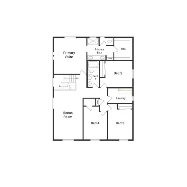 2D floor plan layout of this home in Thompson River Ranch, Johnstown, CO (Image 4).