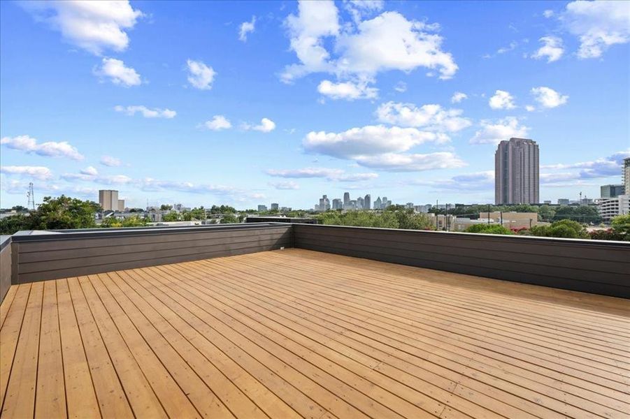 Deck with a view of Dallas skyline Deck with a view of Dallas skyline
