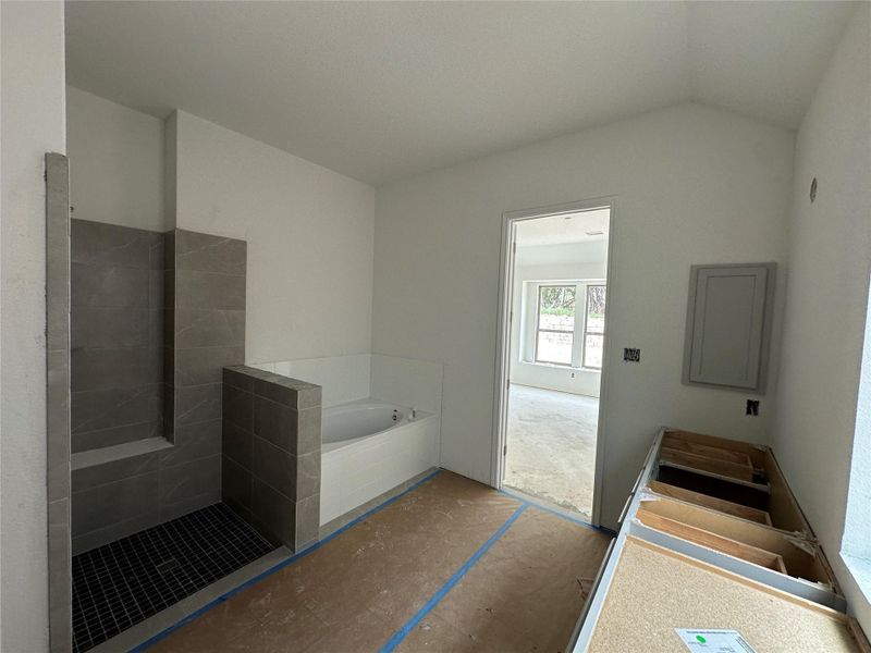 Primary Bath with dual vanities, garden tub & walk-in shower Primary Bath with dual vanities, garden tub & walk-in shower