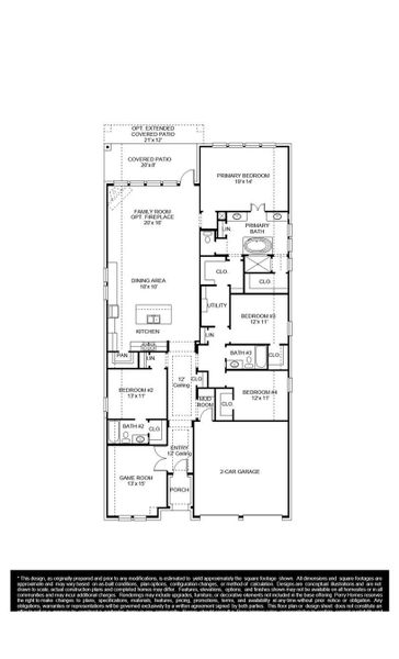 2D floor plan layout of this home in Evergreen 50', Conroe, TX (Image 2).
