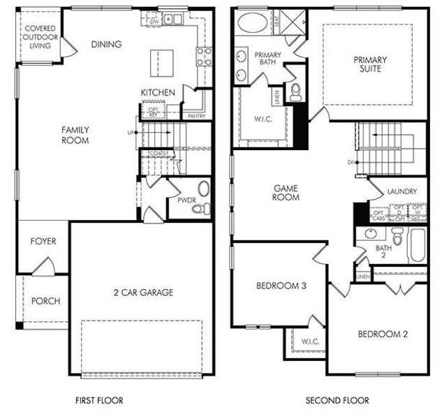 2D floor plan layout of this home in Kemah Crossing - Luxe Series, Kemah, TX (Image 2). 2D floor plan layout of this home in Kemah Crossing - Luxe Series, Kemah, TX (Image 2).