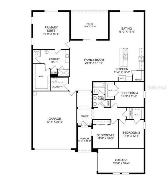 2D floor plan layout of this home in Groves at Grand Island, Grand Island, FL (Image 4).