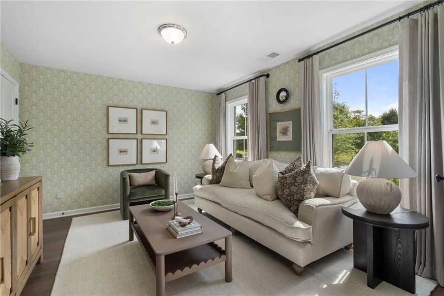 Furnished interior view inside a new home in , Alpharetta (Image 8). Furnished interior view inside a new home in , Alpharetta (Image 8).