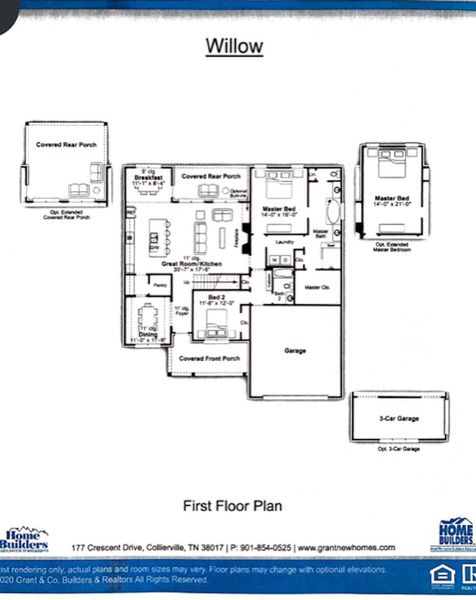 2D floor plan layout of this home in White Oak, Arlington, TN (Image 2).