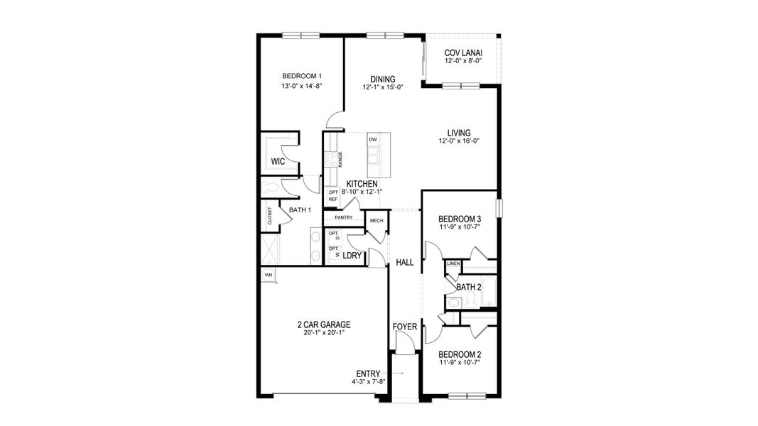 2D floor plan layout of this home in Seagrass - Express & Tradition, Punta Gorda, FL (Image 2).