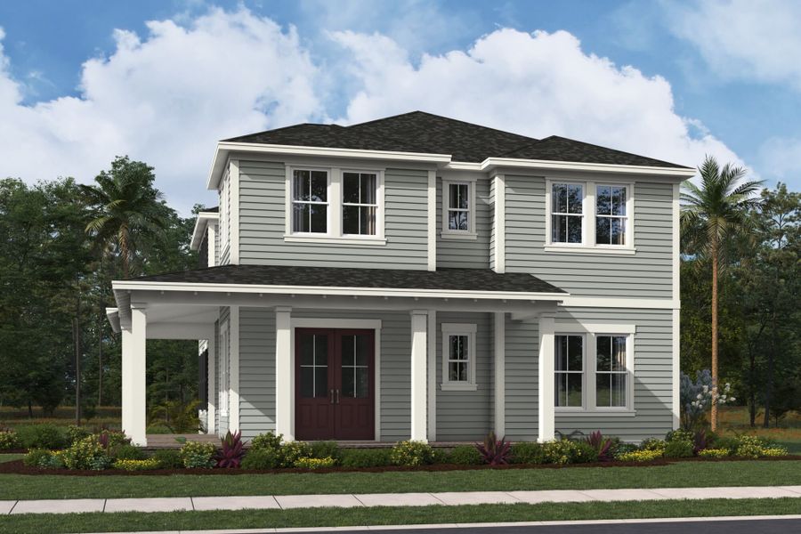 Front exterior of a new home in Newfield - Rosette Park, Palm City, FL, highlighting curb appeal (Image 1).