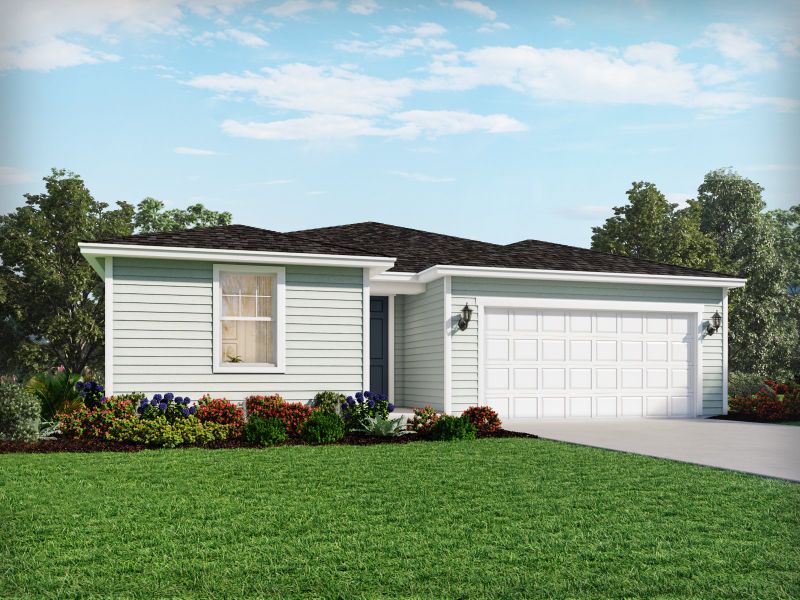 Representative exterior photo of a completed home built from the Orchid by Meritage Homes in Cypress Meadows - Signature Series, Jacksonville, FL (Image 2). Representative exterior photo of a completed home built from the Orchid by Meritage Homes in Cypress Meadows - Signature Series, Jacksonville, FL (Image 2).