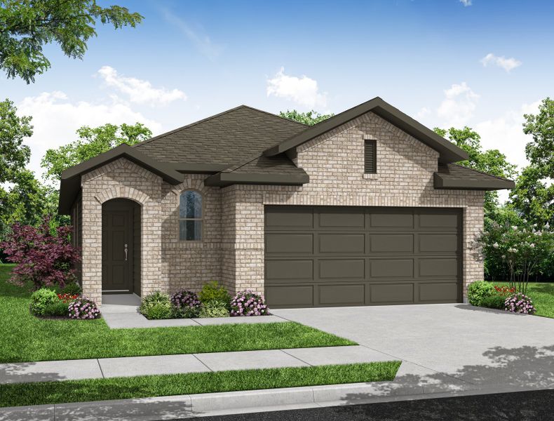 Representative exterior photo of a completed home built from the Elm by Impression Homes in Keeneland, Aubrey, TX (Image 4).