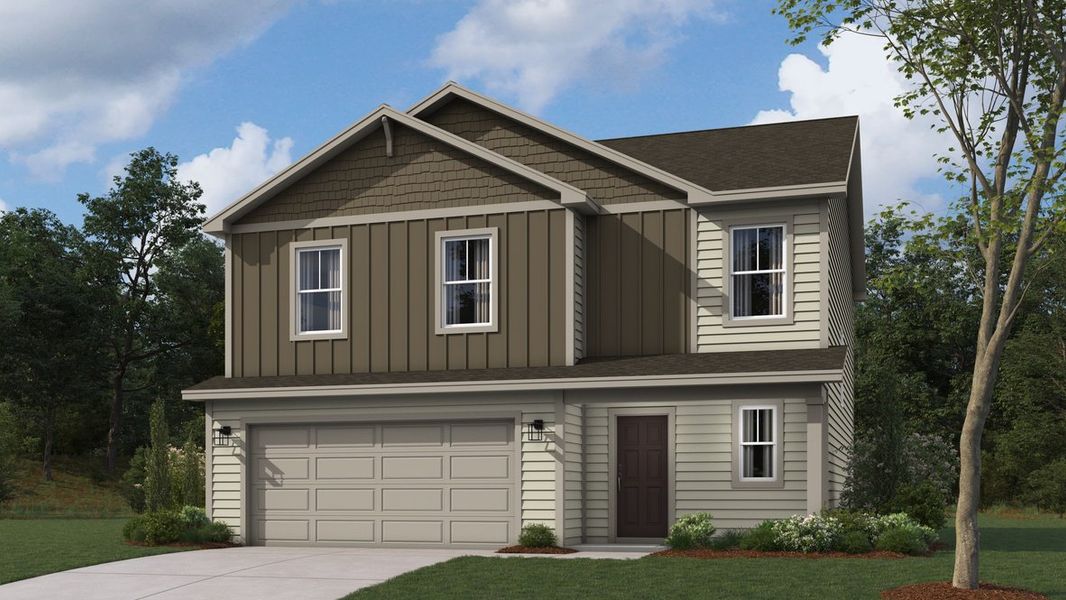 Representative exterior photo of a completed home built from the Meridian by D.R. Horton in Mustang Ridge, Andrews, TX (Image 2).