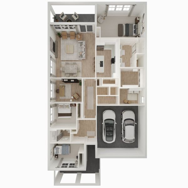 2D floor plan layout for the Bogart by K. Hovnanian® Homes in K. Hovnanian's® Four Seasons at Wylder, Port St. Lucie, FL (Image 4).