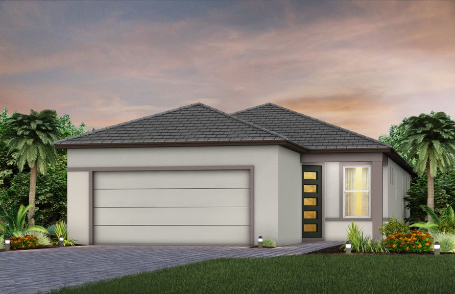 Representative exterior photo of a completed home built from the Contour by Del Webb in Del Webb Explore North River Ranch, Parrish, FL (Image 17). Representative exterior photo of a completed home built from the Contour by Del Webb in Del Webb Explore North River Ranch, Parrish, FL (Image 17).