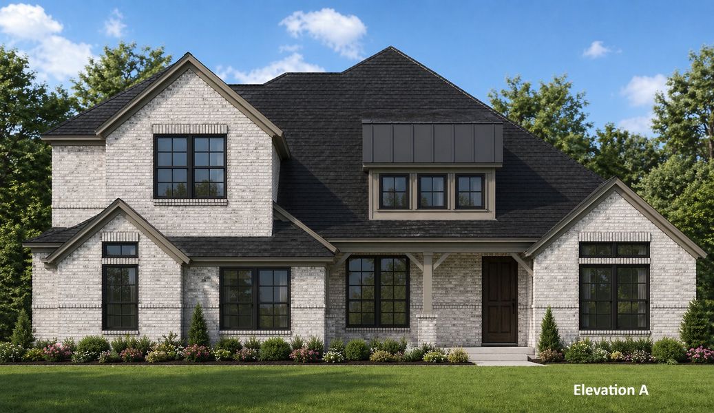 Representative exterior photo of a completed home built from the Windsor by John Houston Homes in Levante - 1 Acre Lots, Waxahachie, TX (Image 3).