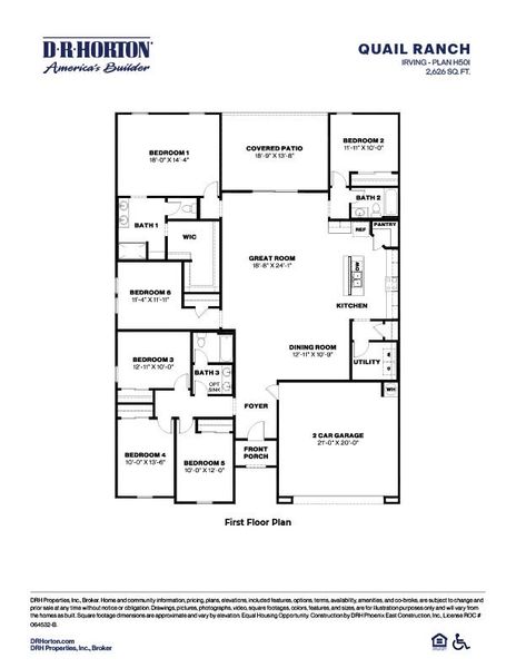 2D floor plan layout of this home in Quail Ranch, San Tan Valley, AZ (Image 4).