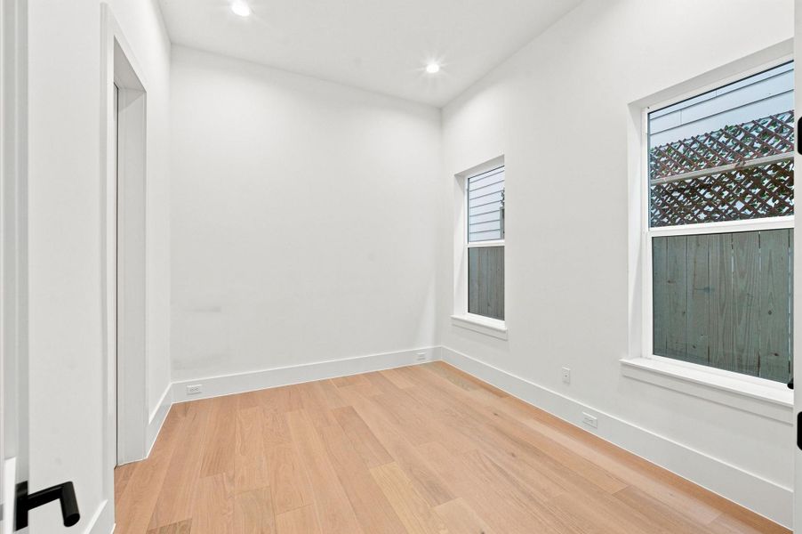 First floor guest suite or optional study offers a closet and full bathroom.