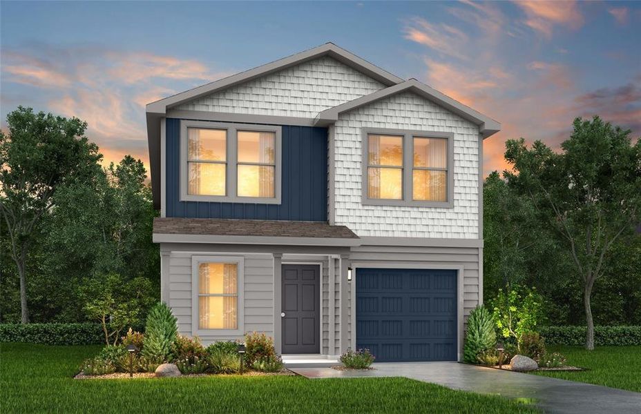 Front exterior of a new home in Waterside at Cedar Creek, Abilene, TX, highlighting curb appeal (Image 1). Front exterior of a new home in Waterside at Cedar Creek, Abilene, TX, highlighting curb appeal (Image 1).