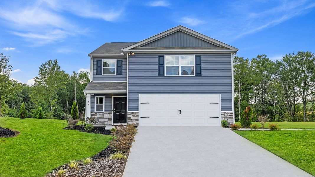 Front exterior of a new home in Seneca Falls, Seneca, SC, highlighting curb appeal (Image 1).