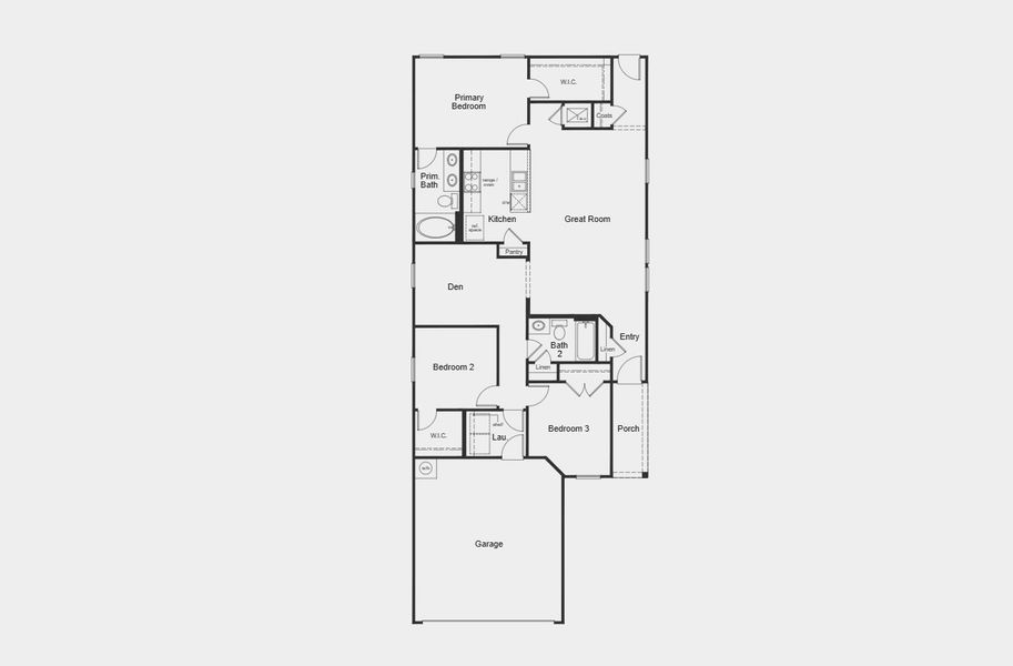 2D floor plan layout for the Plan 1417 by KB Home in Punta Verde, Converse, TX (Image 4).