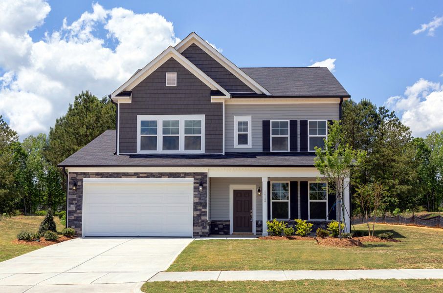 Representative exterior photo of a completed home built from the Badin by Caruso Homes in Blue Run, Raleigh, NC (Image 29). Representative exterior photo of a completed home built from the Badin by Caruso Homes in Blue Run, Raleigh, NC (Image 29).