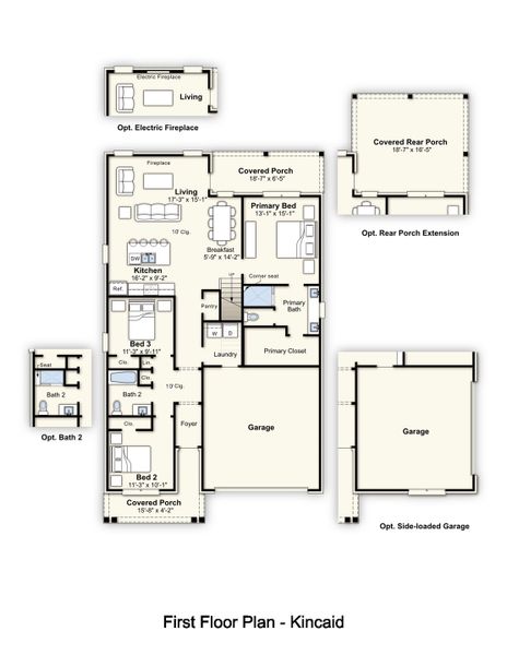 2D floor plan layout for the Kincaid by Grant & Co in Amherst, Cordova, TN (Image 3).