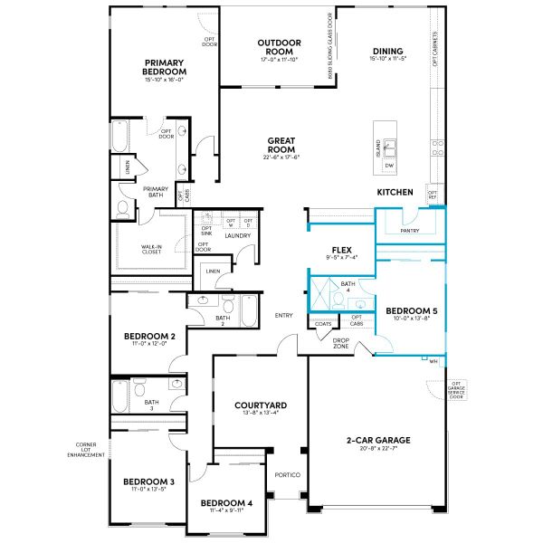 2D floor plan layout for the Solstice by Brookfield Residential in Mariposa at Blossom Rock, Apache Junction, AZ (Image 6).