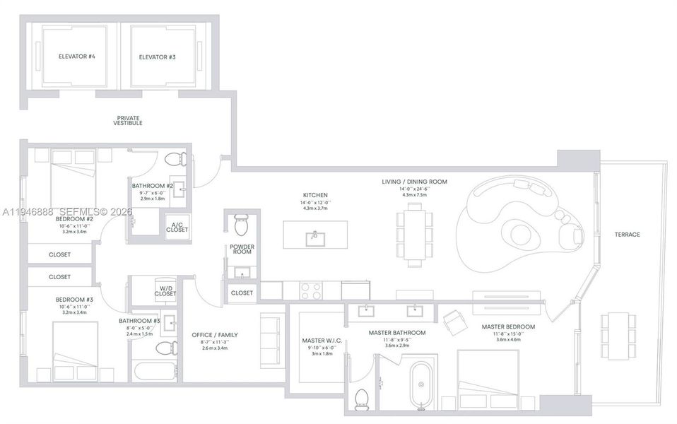 2D floor plan layout of this home in , Miami, FL (Image 1). 2D floor plan layout of this home in , Miami, FL (Image 1).