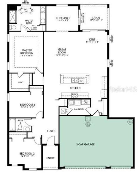 2D floor plan layout of this home in Citrus Springs, Citrus Springs, FL (Image 3).
