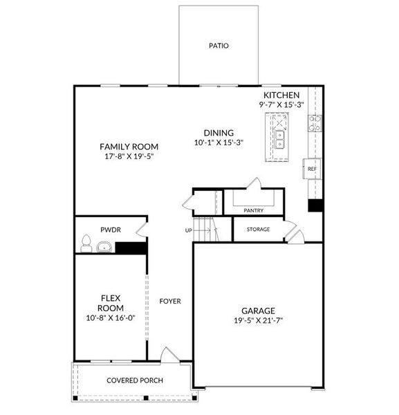 2D floor plan layout for the The Hollins by Stanley Martin Homes in Belgrave, Lexington, SC (Image 5).