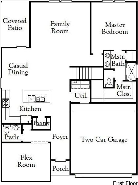 2D floor plan layout of this home in Windrose Green, Angleton, TX (Image 3).