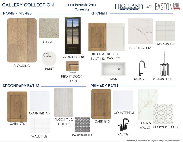 Sample of building materials used in homes in Easton Park, Austin (Image 24).