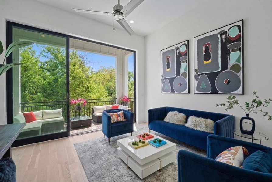 Furnished interior view inside a new home in Bluebonnet Lofts, Austin (Image 12).