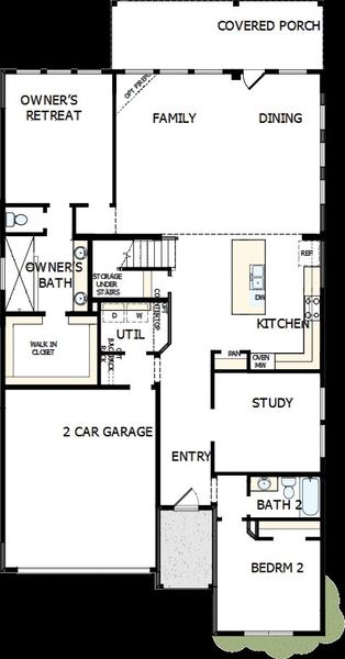 2D floor plan layout of this home in Sandbrock Ranch, Aubrey, TX (Image 2).