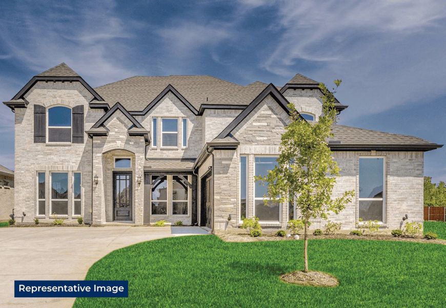 Representative exterior photo of a completed home built from the Stonebriar 2FSW (w/Media) by First Texas Homes in La Frontera, Fort Worth, TX (Image 1). Representative exterior photo of a completed home built from the Stonebriar 2FSW (w/Media) by First Texas Homes in La Frontera, Fort Worth, TX (Image 1).