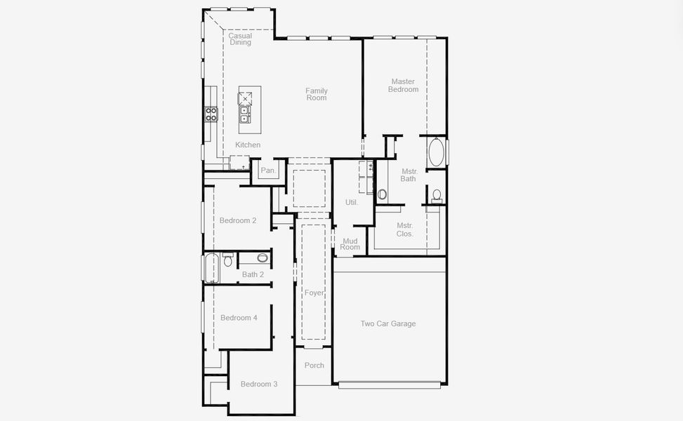 2D floor plan layout for the Lucas by Coventry Homes in Escondido 50', Magnolia, TX (Image 3).