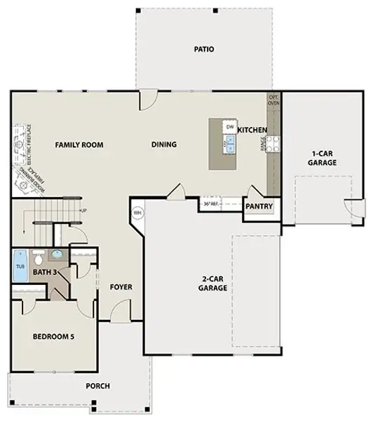 2D floor plan layout for the Auburn 3-Car by Peachtree Building Group in Patillo Manor, Stockbridge, GA (Image 2). 2D floor plan layout for the Auburn 3-Car by Peachtree Building Group in Patillo Manor, Stockbridge, GA (Image 2).