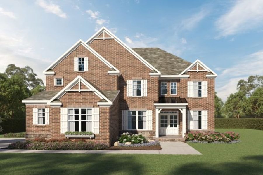 Representative exterior photo of a completed home built from the William by Kerley Family Homes in The Estates at Hurricane Pointe, Douglasville, GA (Image 2). Representative exterior photo of a completed home built from the William by Kerley Family Homes in The Estates at Hurricane Pointe, Douglasville, GA (Image 2).