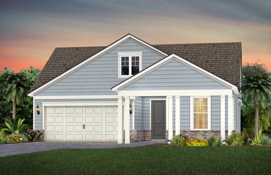 Representative exterior photo of a completed home built from the Prestige by Pulte Homes in The Preserve at Bannon Lakes, St. Augustine, FL (Image 20). Representative exterior photo of a completed home built from the Prestige by Pulte Homes in The Preserve at Bannon Lakes, St. Augustine, FL (Image 20).