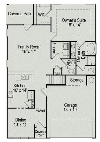 2D floor plan layout of this home in Jackson Hills, Clarksville, TN (Image 3).