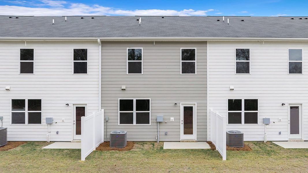 Exterior details and patio area of a home in The Gables at Agricultural Village, Perry (Image 3).